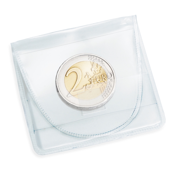 Münz-Hüllen aus glasklarer PVC-Folie, 50 x 50 mm, 100er-Packung